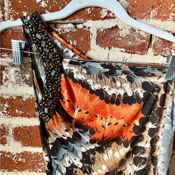 NWT Sapa Emma & Olivia grey/multi color one shoulder bodycon dress - Picture 7 of 9